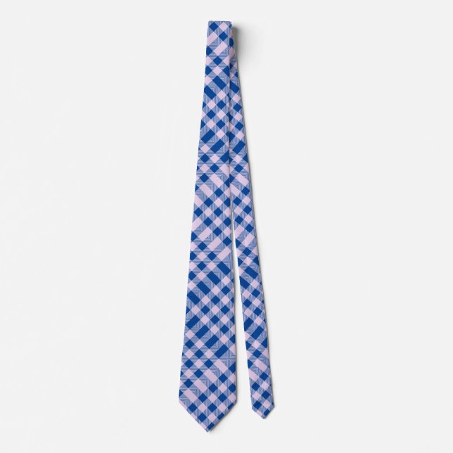 Cravate Motif Checker 08 Bleu BG (Devant)