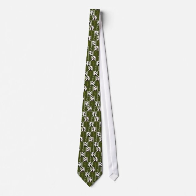 Cravate Motif Checkered de pousse de bambou de panda (Devant)