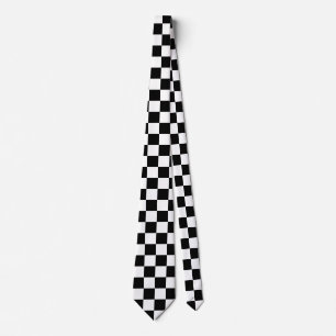 Cravate Motif Checkered noir et blanc