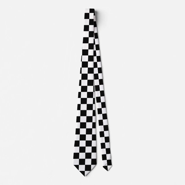 Cravate Motif Checkered noir et blanc (Devant)