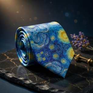 Cravate Motif Chef-d'œuvre Nuit Étoilée Van Gogh