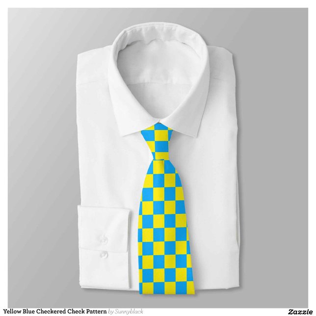 Cravate Motif chèque À damiers bleu jaune (Créateur téléchargé)