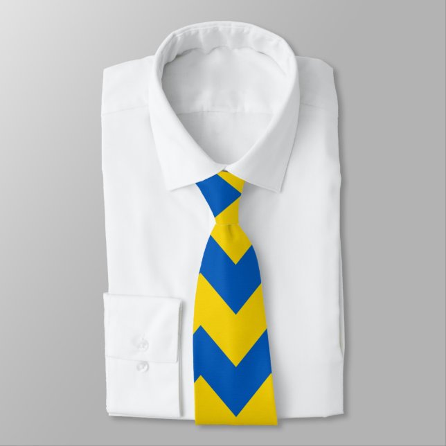 Cravate Motif Chevron bleu jaune (Attaché)