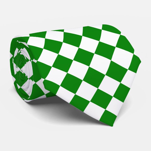 Cravate Motif Chevron Classique Vert et Blanc Gras (Roulé)