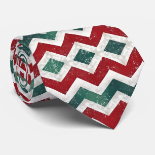 Cravate Motif chevron élégant vert blanc rouge