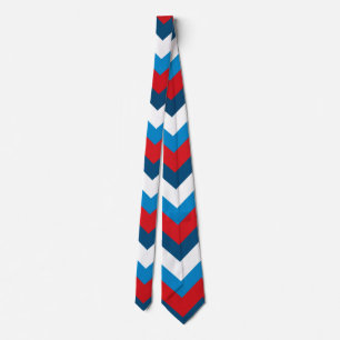 Cravate Motif chevron rouge blanc et bleu