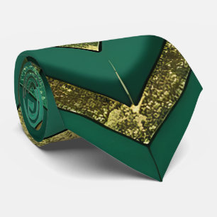 Cravate Motif chevron vert or élégant