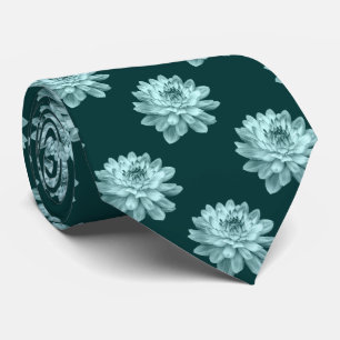 Cravate Motif Chrysanthemum - Vert foncé
