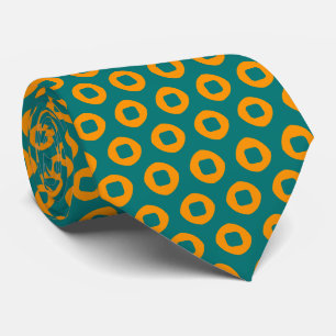 Cravate Motif circulaire turquoise et orange