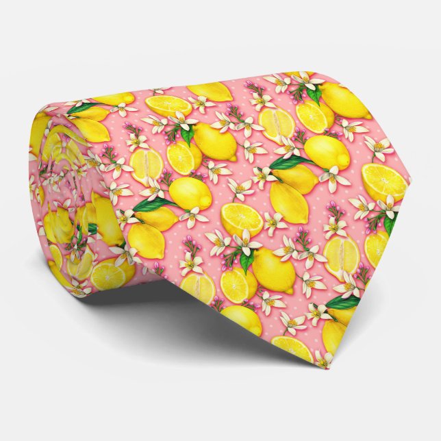Cravate Motif Citron Agrumes (Roulé)