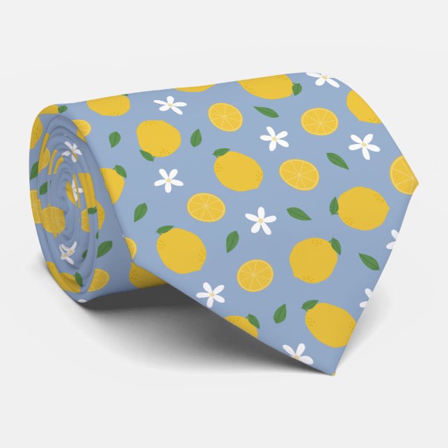 Cravate Motif Citron Agrumes (Roulé)