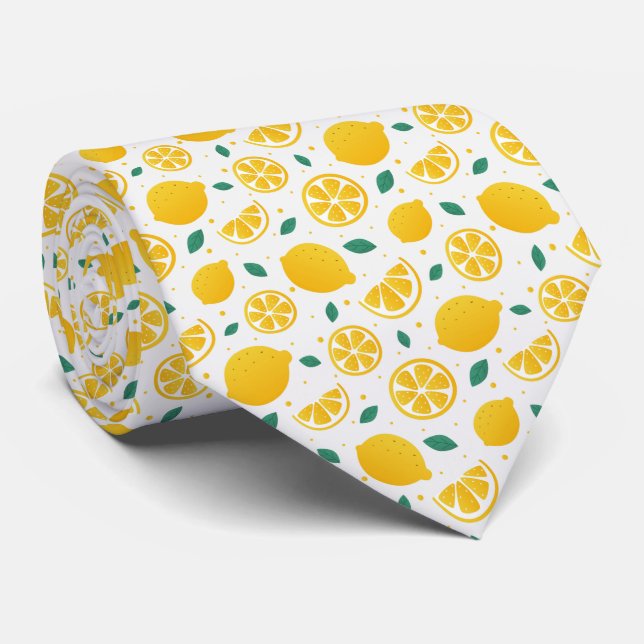 Cravate Motif Citron Agrumes (Roulé)