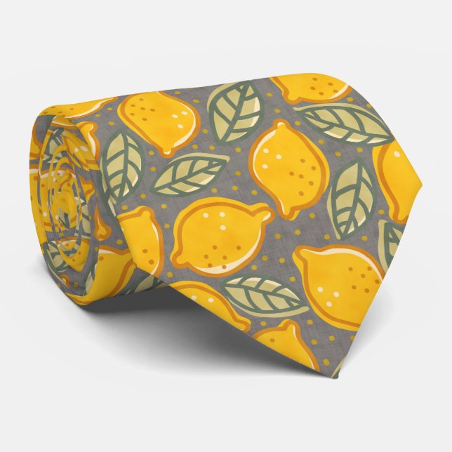 Cravate Motif Citron Agrumes (Roulé)