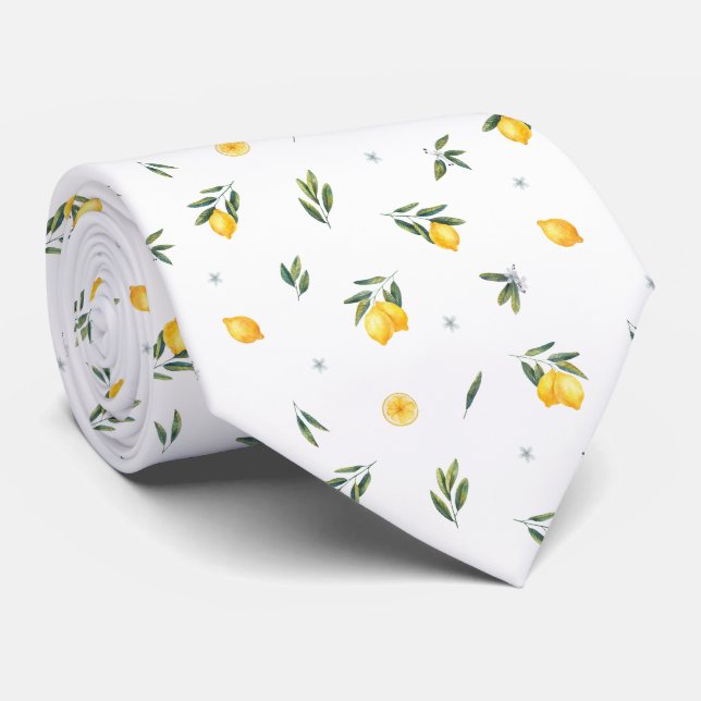Cravate Motif Citron Agrumes (Roulé)