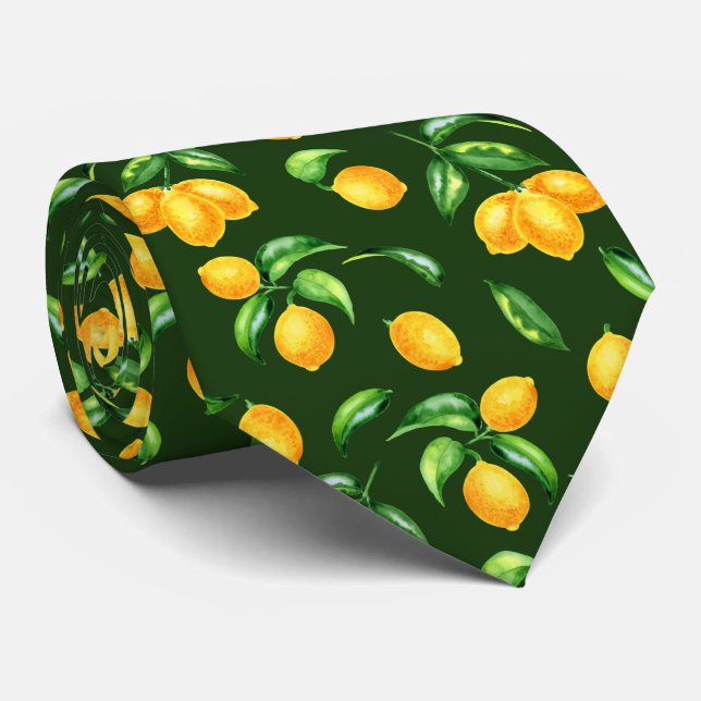 Cravate Motif Citron Agrumes (Roulé)