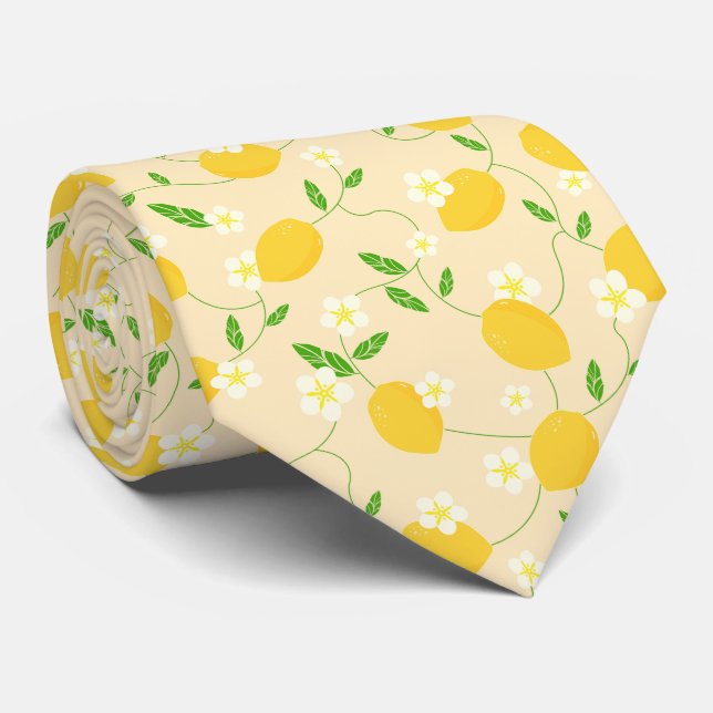 Cravate Motif Citron Agrumes (Roulé)