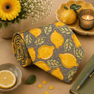 Cravate Motif Citron Agrumes