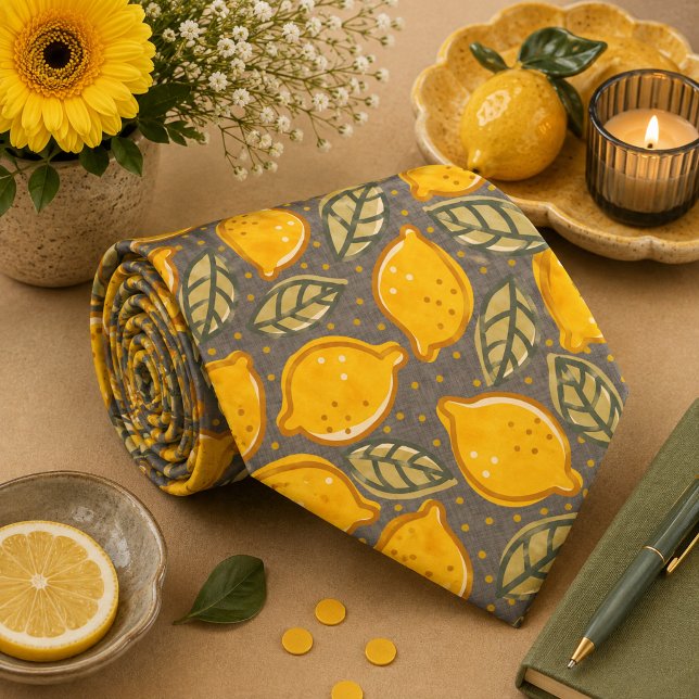 Cravate Motif Citron Agrumes (Créateur téléchargé)