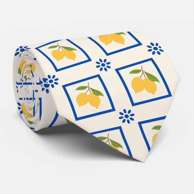 Cravate Motif Citron Agrumes (Roulé)