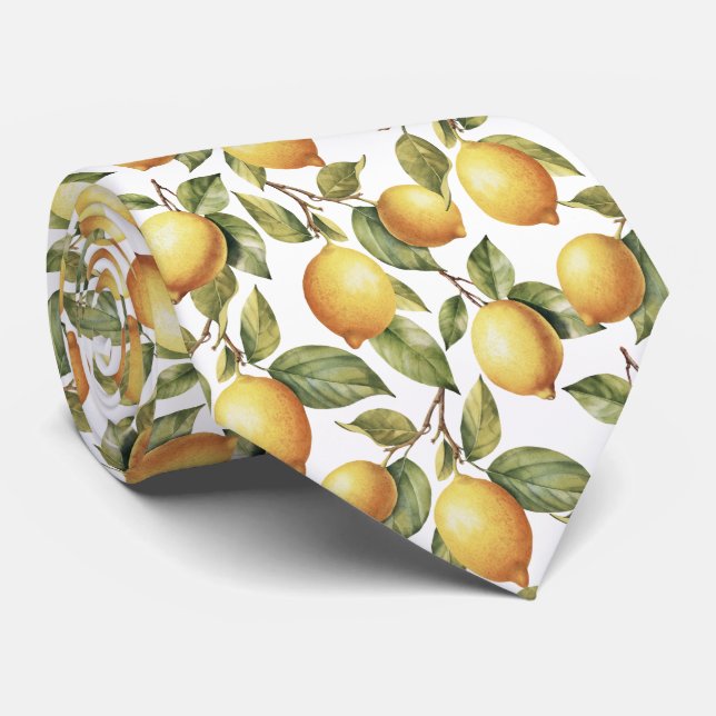 Cravate Motif Citron d'agrumes (Roulé)