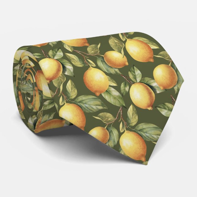Cravate Motif Citron d'agrumes (Roulé)