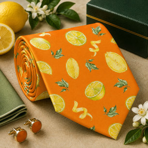 Cravate Motif Citron d'agrumes