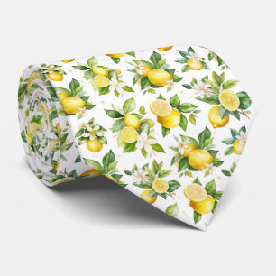 Cravate Motif citron, Fleurs de citron, Feuilles, Citrus