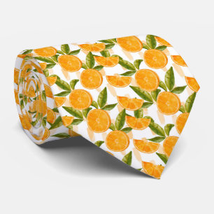 Cravate Motif Citron Orange Aquarelle