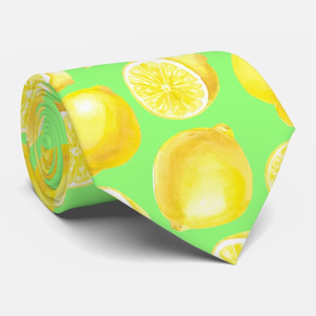 Cravate Motif citrons aquarelle (Roulé)