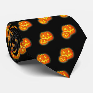Cravate Motif Citrouille noir orange d'Halloween
