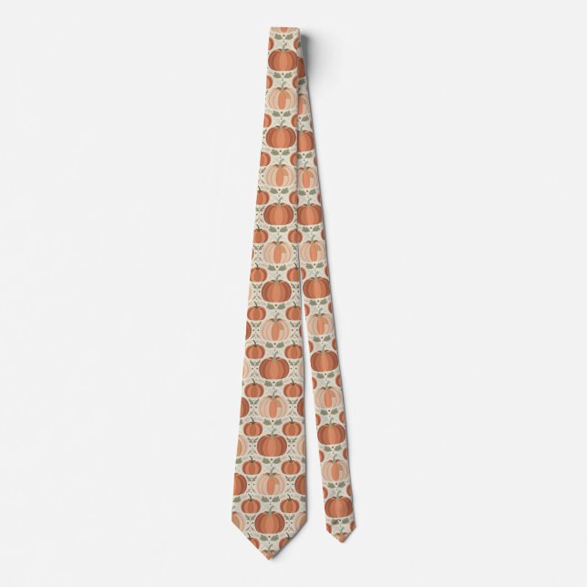 Cravate Motif Citrouille Style Boho (Devant)
