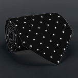Cravate Motif classique de points noirs et blancs<br><div class="desc">Cette cravate noire a un motif traditionnel de pois blancs.</div>