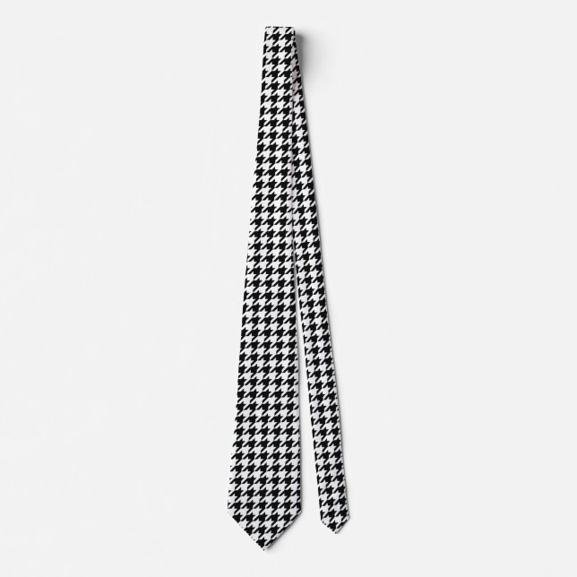 Cravate Motif classique en Houndstooth : Noir & Blanc Vint (Devant)