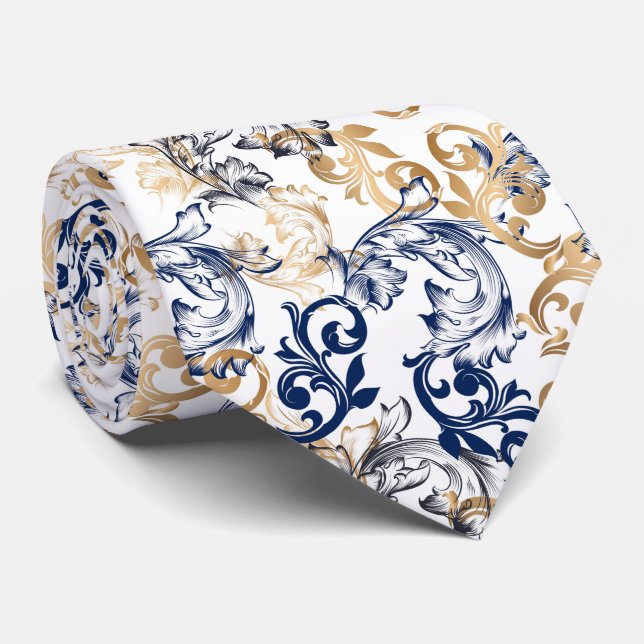 Cravate Motif Classique Rétro de Style Baroque  (Roulé)