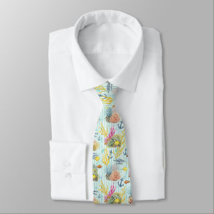 Cravate Motif Coloré de la Vie Marine Côtière (8)