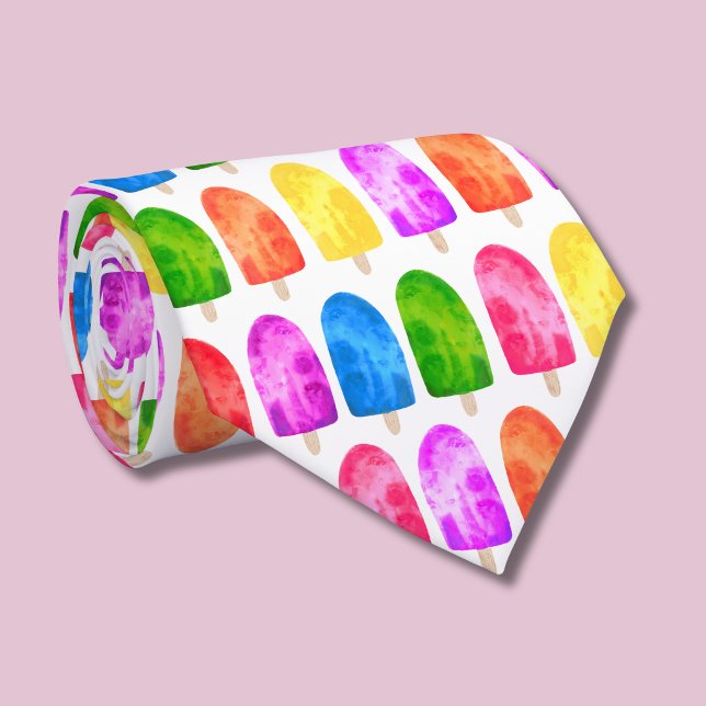 Cravate Motif coloré de sucette glacée Popsicle (Popsicle ice lolly tie)