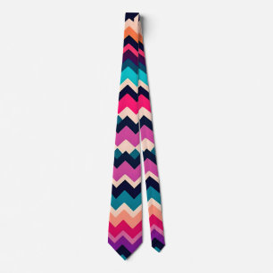 Cravate Motif coloré Zigzag Chevron