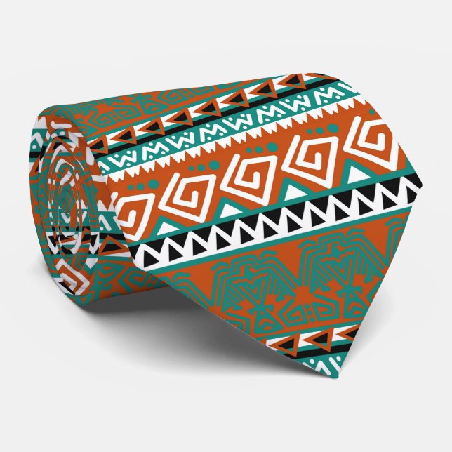 Cravate motif cool aztec carrelé (Roulé)