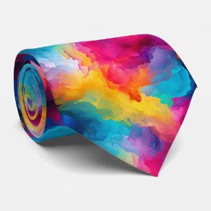 Cravate motif cool carrelé de peinture arc-en-ciel