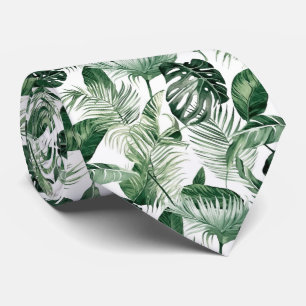 Cravate motif cool carrelé en feuilles tropicales