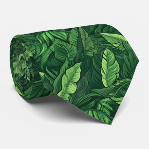 Cravate motif cool carrelé en feuilles tropicales