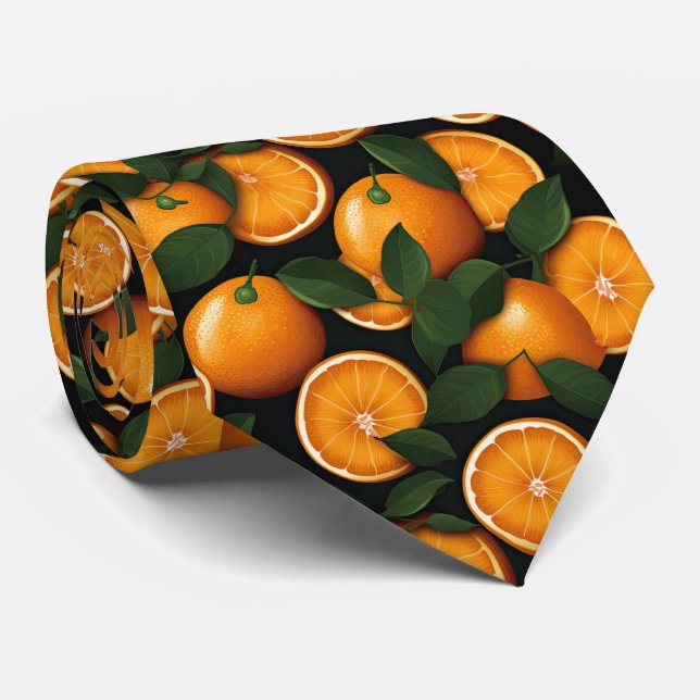 Cravate motif cool carrelé orange (Roulé)
