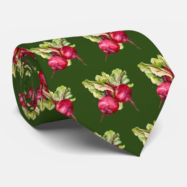Cravate motif cool carrelé radis (Roulé)