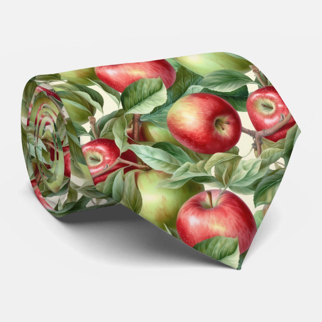 Cravate motif cool carrelé rouge vert pomme (Roulé)