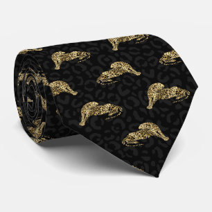 Cravate motif cool de tigre d'or noir