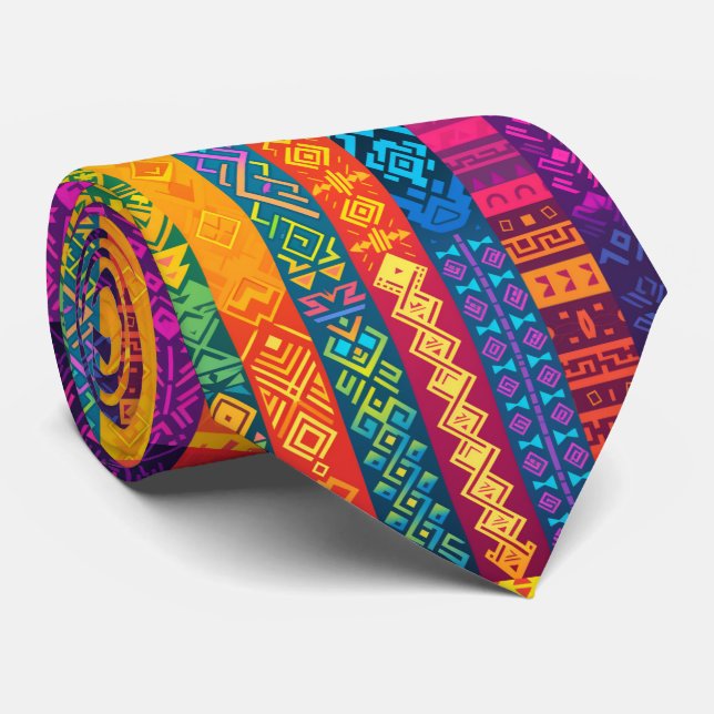 Cravate motif cool en aztèque (Roulé)