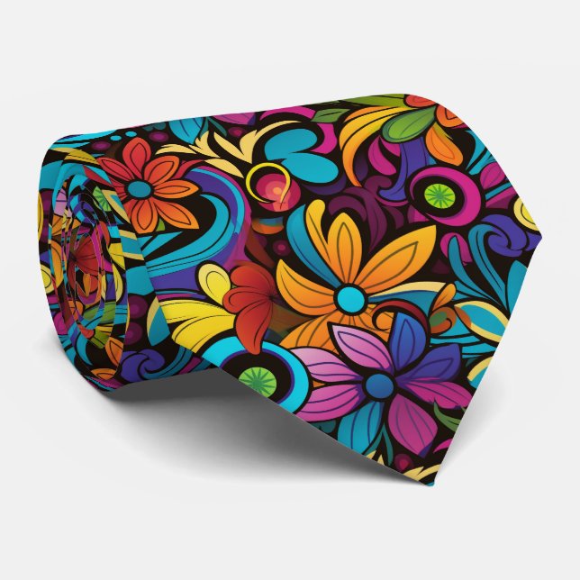 Cravate motif cool rétro carrelé (Roulé)