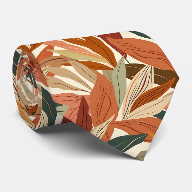 Cravate motif cool triple feuille (Roulé)