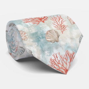 Cravate Motif coquillage aqua de cottage côtier