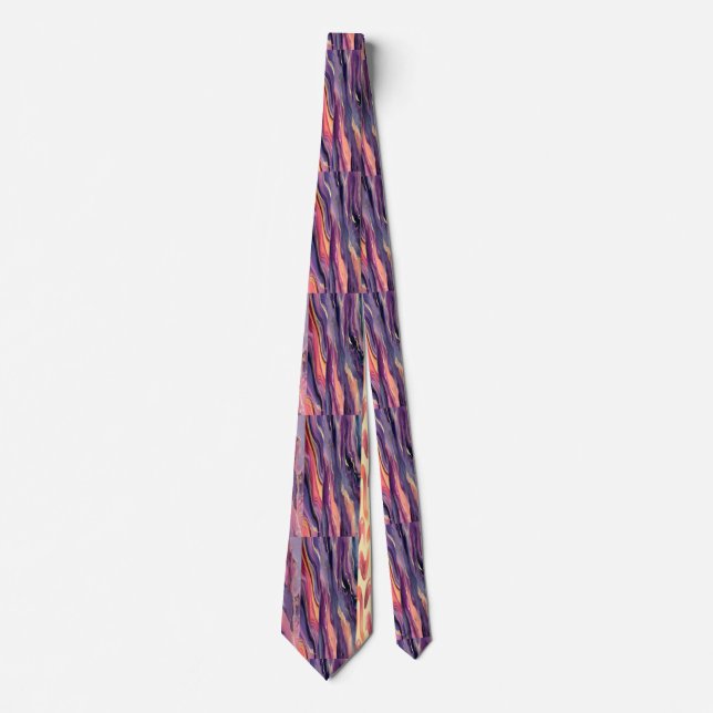 Cravate motif corail et violet (Devant)